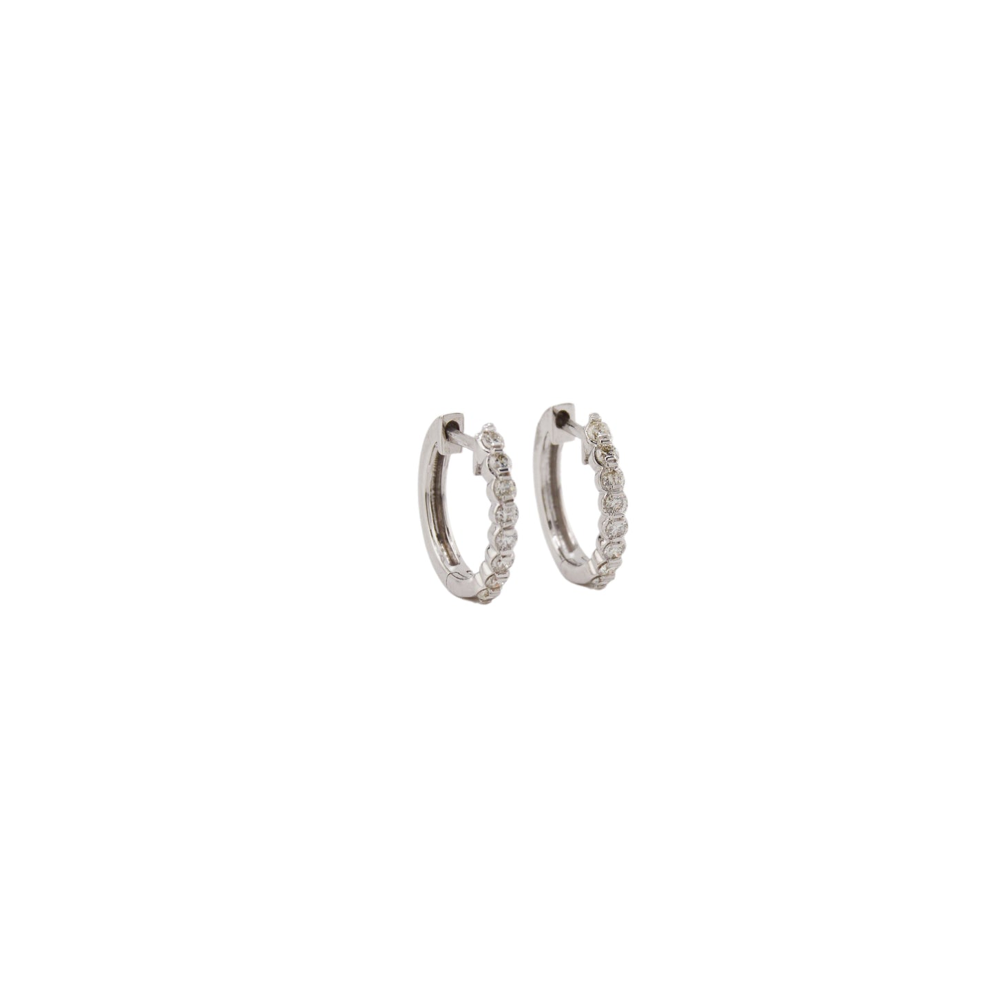 Diamond Huggie Earrings Bezel Set